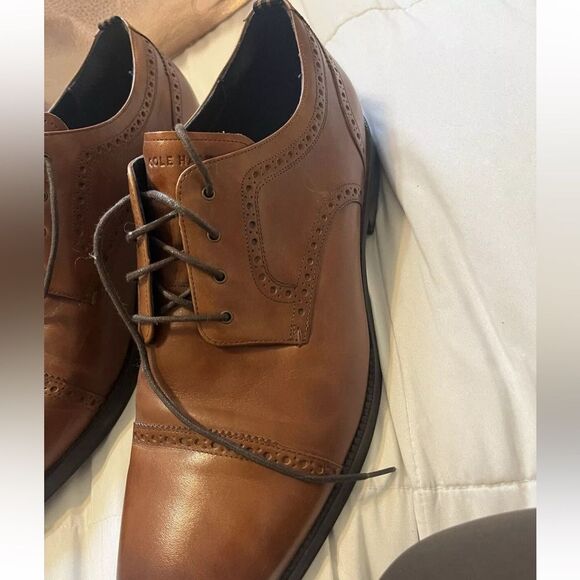 Cole Haan Men's Wayne Cap Toe Oxford Brogue Shoes British Tan 13 - Picture 9 of 10